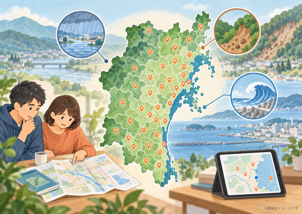 地域防災マップと備えの風景