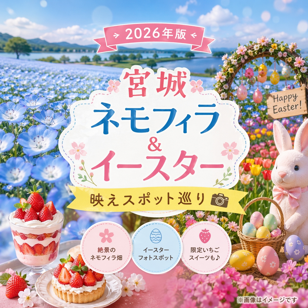 春のネモフィラとイースターガイド