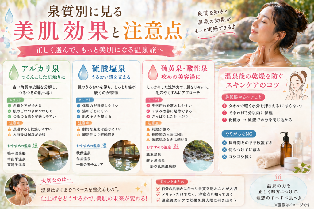 温泉の泉質と美肌効果ガイドアイキャッチ