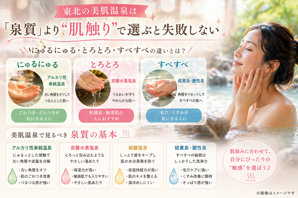肌触りで選ぶ温泉の魅力 アイキャッチ