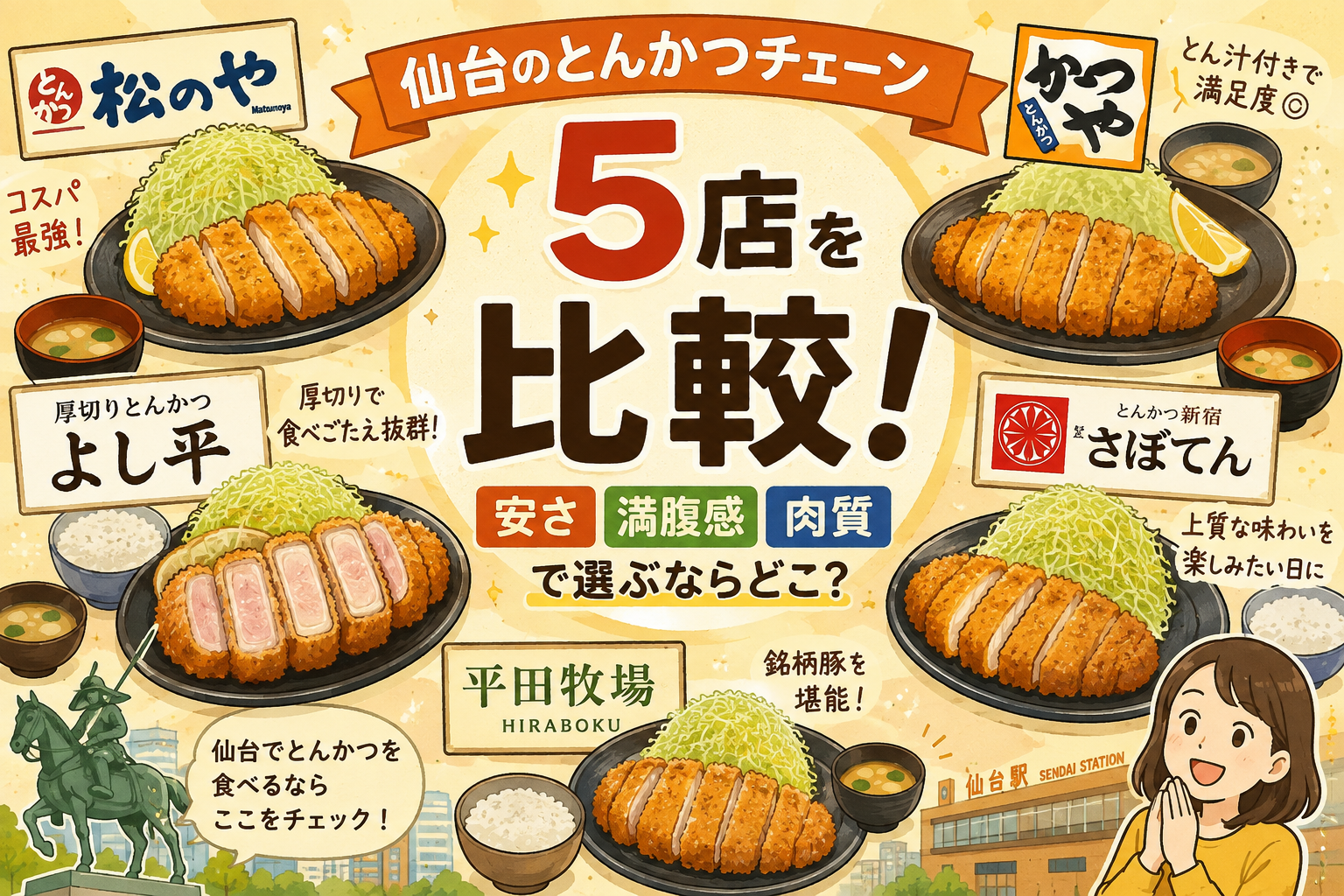 仙台とんかつチェーン5店比較