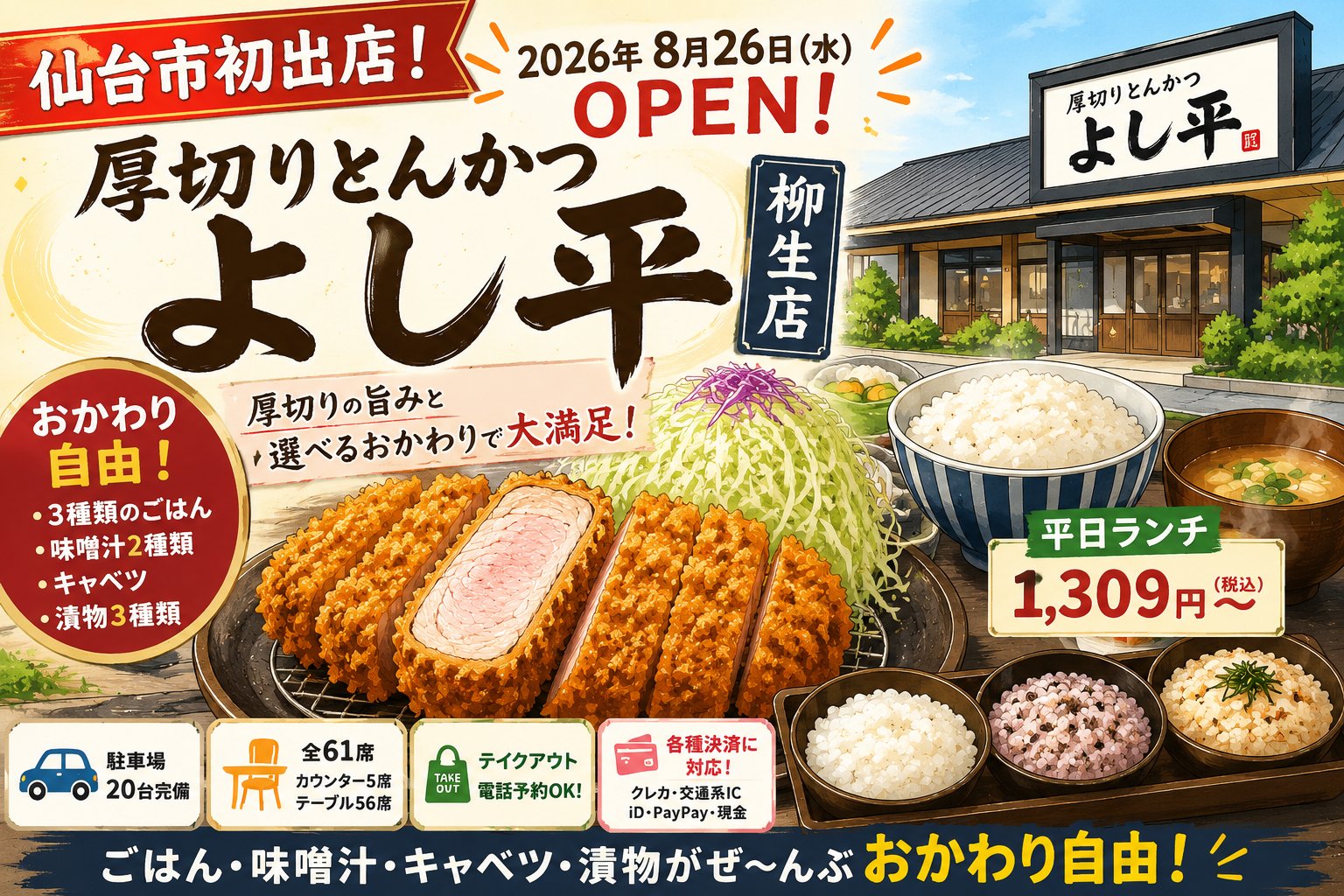 厚切りとんかつ よし平 開店広告