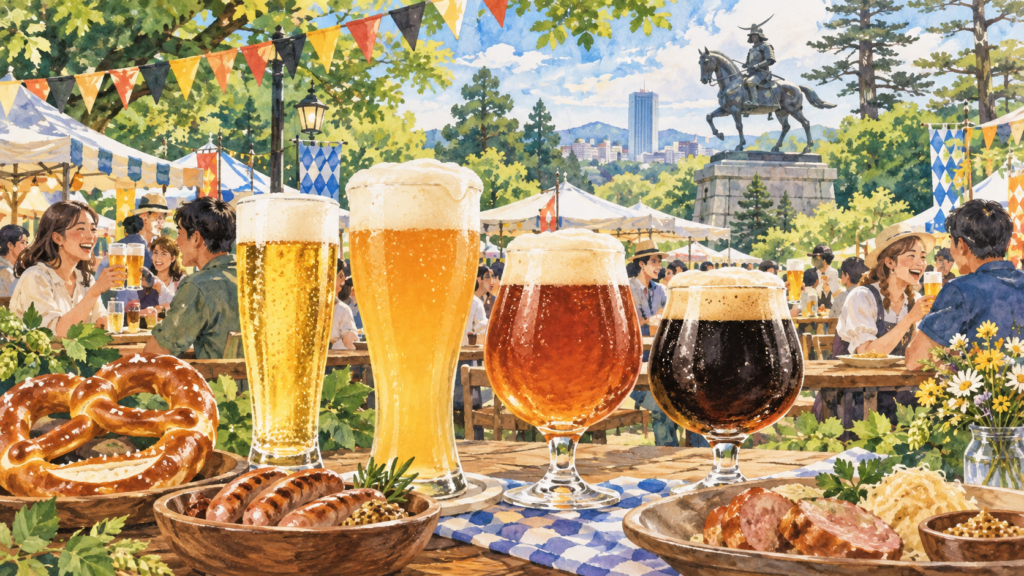 水彩風ビール祭りの午後
