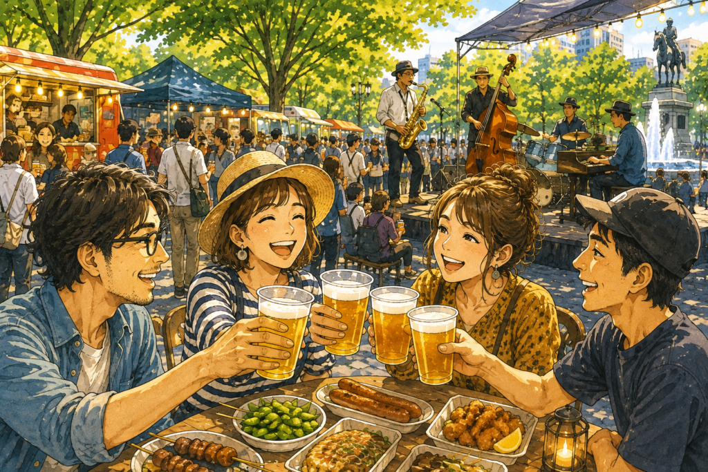 緑陰の乾杯、音楽と味覚の祭り