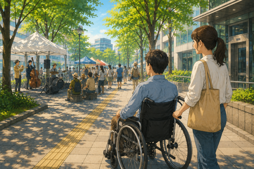 車椅子で楽しむ街角ライブフェス