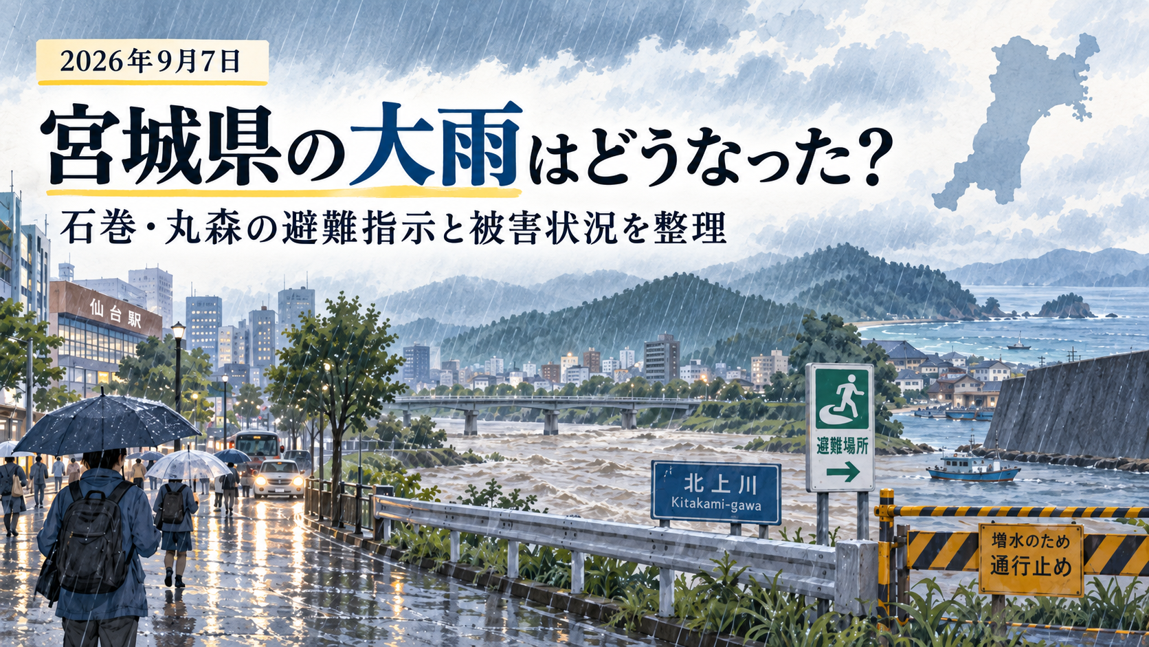 宮城県の大雨と避難情報